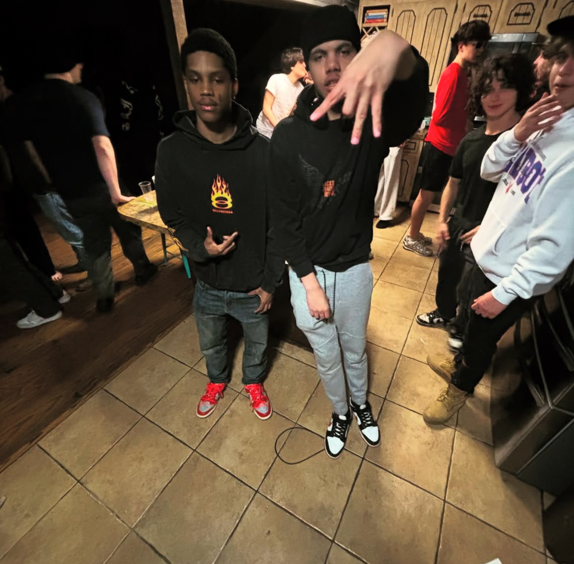 Crew at a party