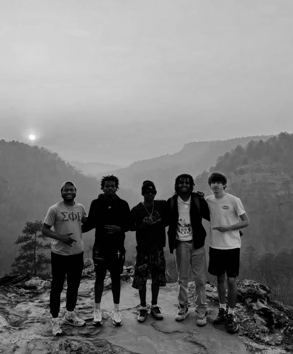 Group photo on mountain overlook